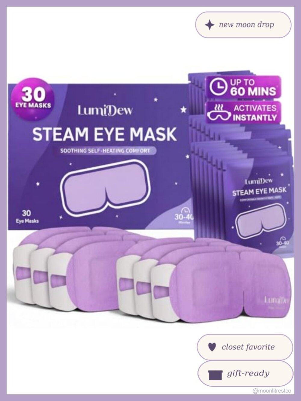 Self Heating Steam Eye Mask Unscented 30 Pack Sleep Spa Travel